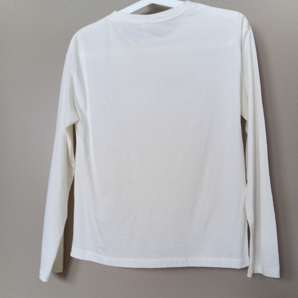 🪇2for$15 Ptp17" Zara Cotton White long sleeve 'Le Cinéma' Graphic Tee Xs - Picture 7 of 11